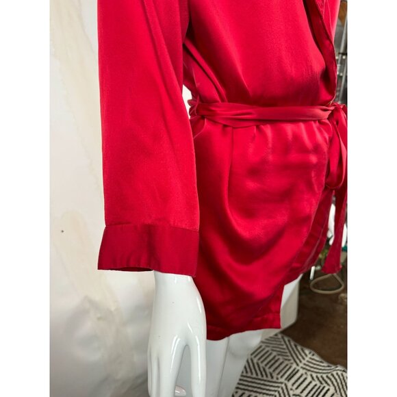 Marilyn Monroe By Warners Satin Red Wrap Robe With Belt & Embroidered Logo - Picture 15 of 16